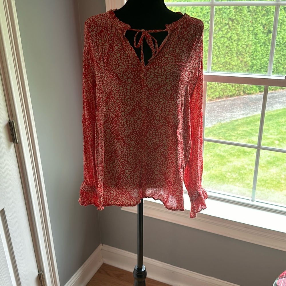 Loft red and white dress shirt